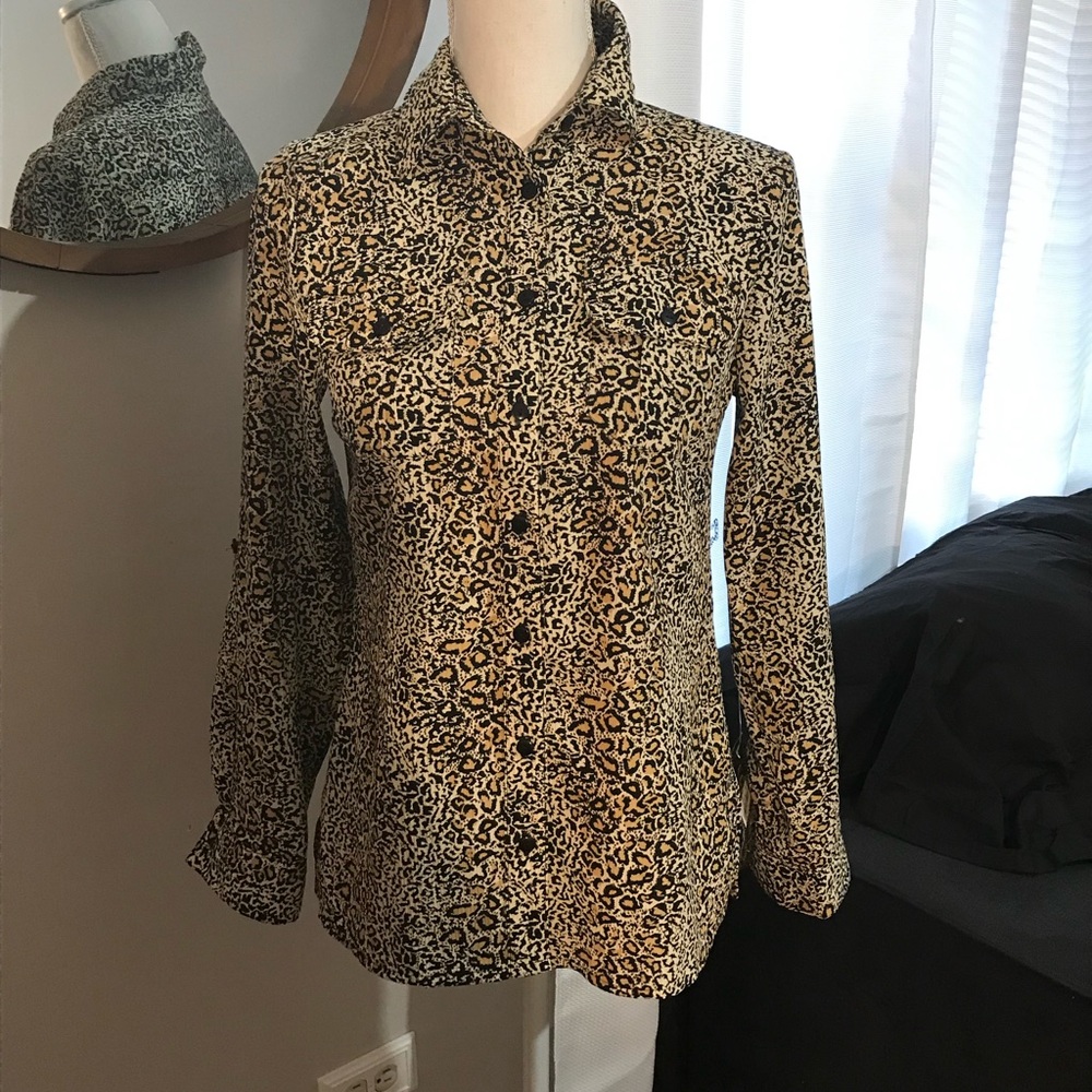 Elementz Leopard Button-down Blouse